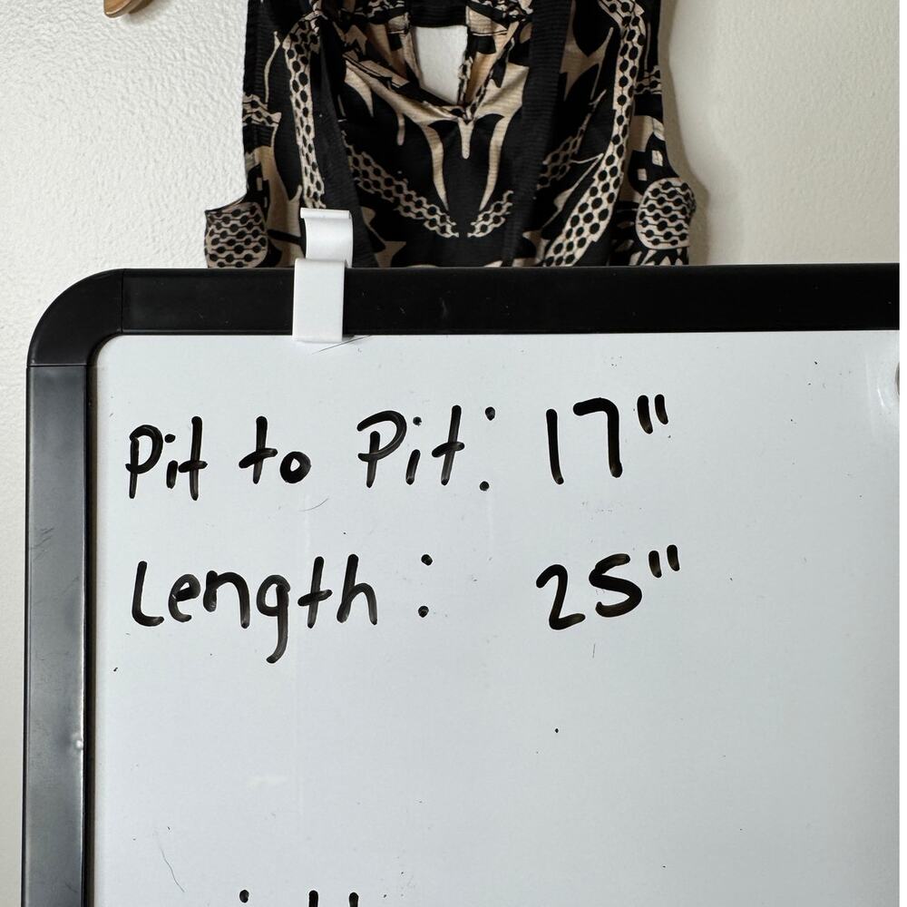 The Limited XS Black Tan Floral Dressy Halter Top Keyhole Neck Tie-Back Blouse - Picture 9 of 11